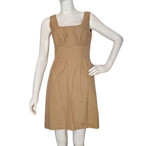 J. Crew Dresses & Skirts - J.Crew Tan Cotton Sleeveless A-Line Dress Empire Waist Size 2 Classic